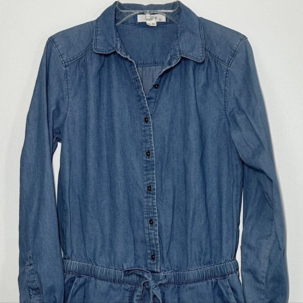 GAP Chambray Denim Button Front Romper Women’s Size M Long Sleeve Casual One Pie